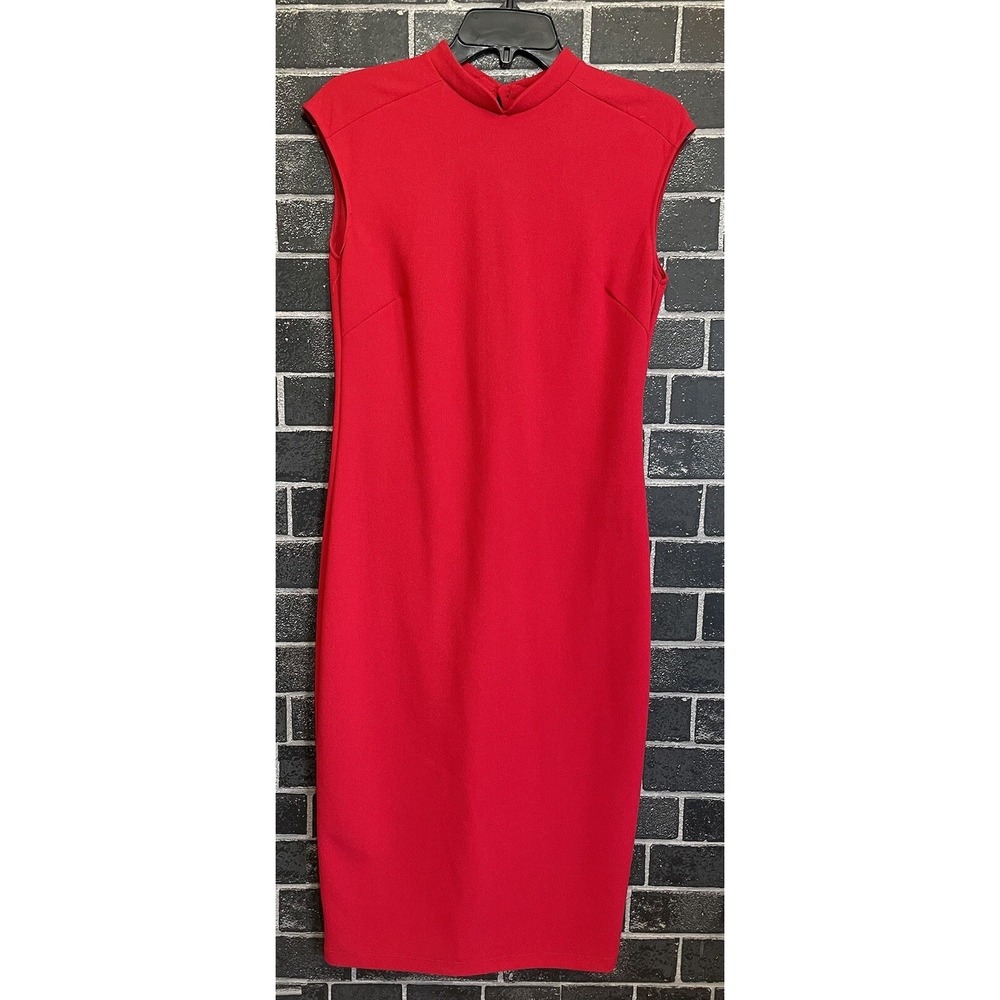 Zara Red Dress Large Backless Midi Geisha Closure Midi Asian Inspired NWOT